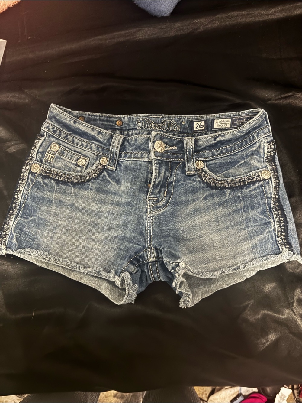 Miss Me Washed Blue Denim Cutoff Jean Shorts